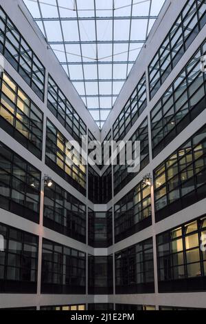 25.01.2022, Germany, Berlin, Berlin - Inner courtyard in the Willy Brandt House, federal headquarters of the Social Democratic Party of Germany (SPD). Stock Photo