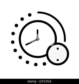 Vector time is money, clock with coin line icon. Abstract vector icon on the white, Illustration isolated for graphic and web design. Simple flat symb Stock Vector