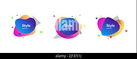 Abstract fluid modern graphic elements. Dynamical colored forms and line. Gradient banners with flowing liquid shapes. Vector illustration. Can be use Stock Vector