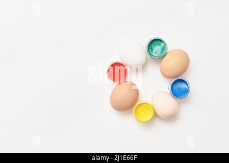 Eggs and paint design template for easter Stock Photo