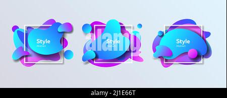 Badges set for banner. Dynamical colored forms and lines. Gradient abstract banners with flowing liquid shapes. Template for logo, flyer, presentation Stock Vector