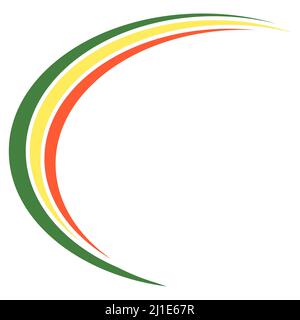 Swoosh wave curve logo illustration red green yellow color Stock Vector