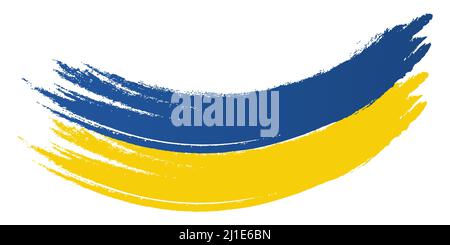 Hand brush country flag Ukraine yellow blue UA Stock Vector