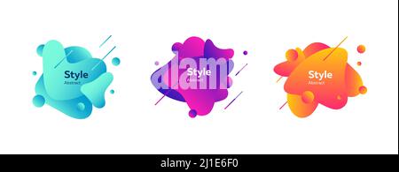Creative badges set for banner. Dynamical colored forms and lines. Gradient abstract banners with flowing liquid shapes. Template for logo, flyer, pre Stock Vector