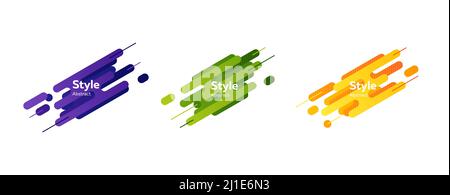 Set of blue, green, orange abstract modern splash shapes. Dynamic colored forms and lines. Isolated gradient geometric lines and dots. Template for de Stock Vector