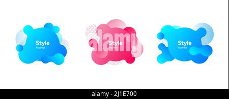 Set of creative abstract graphic elements. Dynamical colored forms. Gradient banners with flowing liquid shapes. Template for design of logo, flyer or Stock Vector
