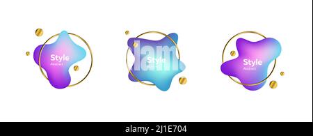 Soft fluid shapes with text sample. Dynamical colored forms. Gradient banners with flowing liquid shapes. Template for design of webinar, commercial o Stock Vector