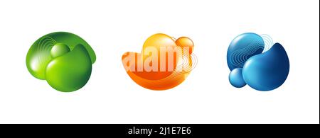 Modern badges set for poster. Dynamical colored forms and lines. Gradient abstract banners with flowing liquid shapes. Template for logo, flyer, prese Stock Vector