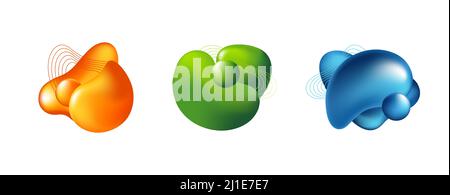 Modern badges set for app. Dynamical colored forms and lines. Gradient abstract banners with flowing liquid shapes. Template for logo, flyer, presenta Stock Vector