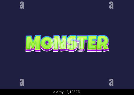 Editable text effects Monster , words and font can be changed Stock Vector