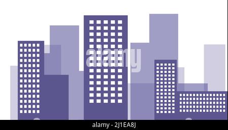 2d cartoon cityscape background with buildings. City illustration wallpaper Stock Photo