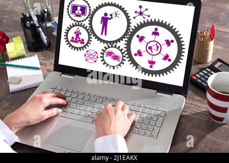 Public relations concept shown on a laptop screen Stock Photo