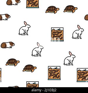 Pets Domestic Animal Vector Seamless Pattern Stock Vector