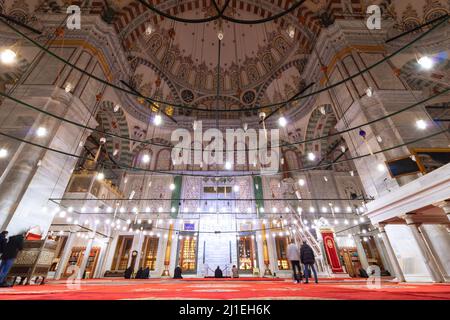 Islamic architecture background photo. Interior of Fatih Mosque in Istanbul. Ramadan or kandil or laylat al-qadr or kadir gecesi or islamic background Stock Photo