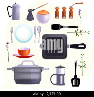 cooking, french press utensil kitchen, cartoon style vector illustration  Stock Vector Image & Art - Alamy