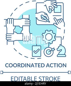 Coordinated action turquoise concept icon Stock Vector