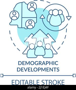 Demographic developments turquoise concept icon Stock Vector