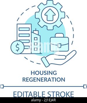 Housing regeneration turquoise concept icon Stock Vector