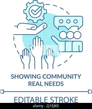 Showing community real needs turquoise concept icon Stock Vector