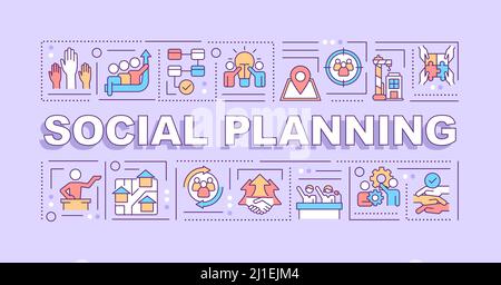Social planning word concepts purple banner Stock Vector