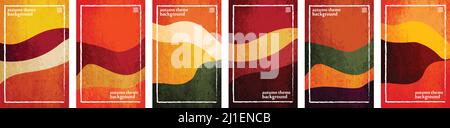 Autumn theme crushed paper background template. Set of 6 color themes, Natural Fall Season color tones, hues. User interface backdrop sketch texture Stock Vector