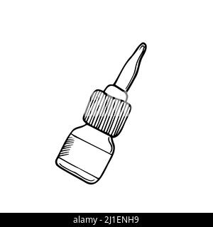 Hand drawn bottle of nasal spray. A remedy for a runny nose. Isolated vector on white background Stock Vector