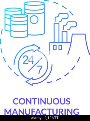 Continuous manufacturing blue gradient concept icon Stock Vector