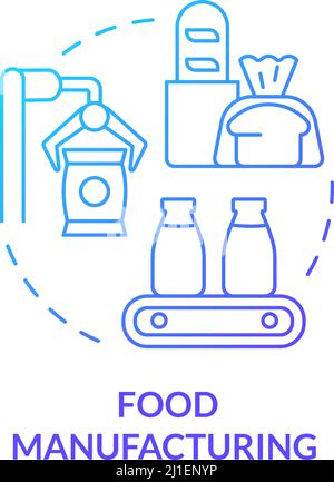 Food manufacturing blue gradient concept icon Stock Vector