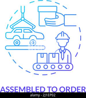 Assembled to order blue gradient concept icon Stock Vector