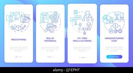 Manufacturing business blue gradient onboarding mobile app screen set ...