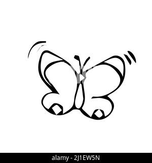 Butterfly line vector illustration. Modern line drawing of simplicity butterfly silhouette for logo and tattoo. Stock Vector