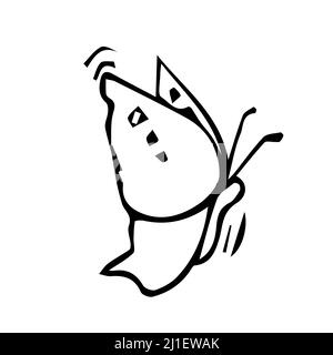 Butterfly line vector illustration. Modern line drawing of simplicity butterfly silhouette for logo and tattoo. Stock Vector