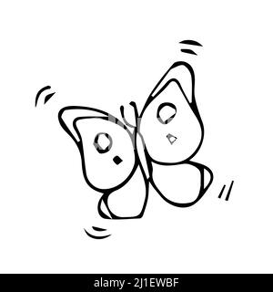 Butterfly line vector illustration. Modern line drawing of simplicity butterfly silhouette for logo and tattoo. Stock Vector