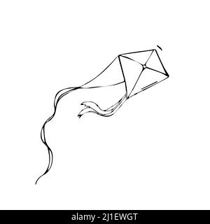 Kite hand drawn outline doodle icon. Vector sketch illustration of kite for print, web, mobile and infographics isolated on white background. Stock Vector