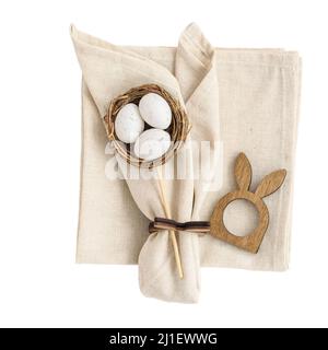 Easter table decorations napkin Stock Photo