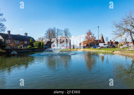 Village pond in Goudhurst in the Kent Weald, UK Stock Photo