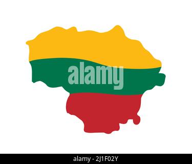 Lithuania map with national flag colors. Cute simple hand-drawn map. Stock Vector