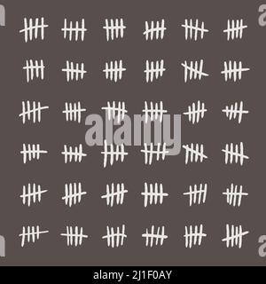Prison wall counting lines vector. Tally marks - slashed lines isolated vector collection. Stock Vector