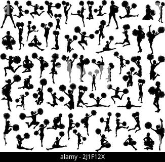 Cheerleader Silhouettes Set Stock Vector