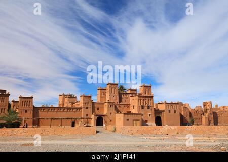 Kasbah Amridil, Morocco. Fortified residence in Morocco made of mudbrick. Skoura oasis landmark. Stock Photo