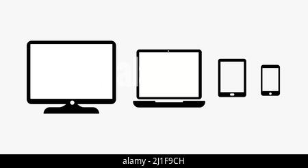 Devices icon. Abstract vector icon on the white, Illustration isolated for graphic and web design. Simple flat symbol. Stock Vector