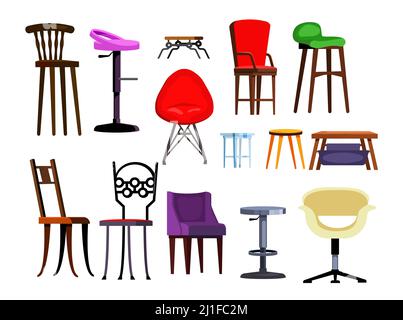 Chairs set illustration. Different chairs on white background. Can be used for topics like house interior, design, furniture Stock Vector