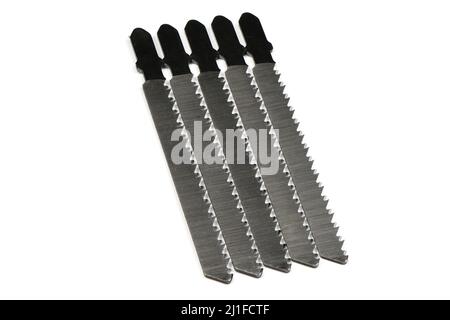 Jigsaw blades for wood isolated on white background. High resolution photo. Full depth of field. Stock Photo