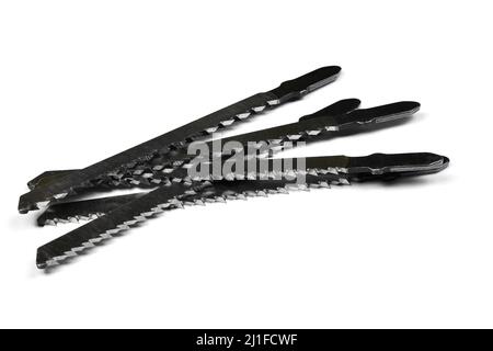 Jigsaw blades for wood isolated on white background. High resolution photo. Full depth of field. Stock Photo