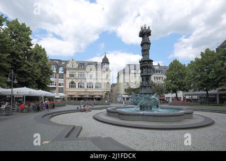 Görresplatz with history column in Koblenz, Rhineland-Palatinate, Germany Stock Photo