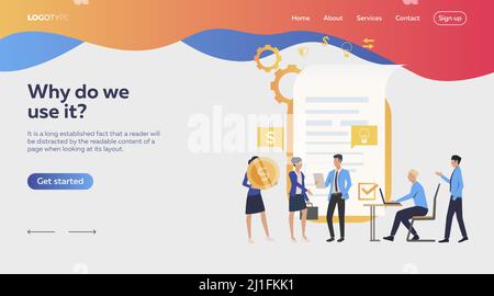Business people awarding contract. Money, deal, partners. Business concept. Vector illustration for webpage, presentation, poster Stock Vector