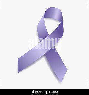 Periwinkle blue ribbon awareness esophageal, gastric, stomach cancer, pulmonary hypertension . Isolated on white background. Vector  illustration. Stock Vector