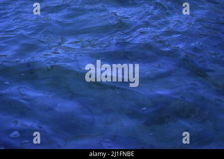 Dark blue wavy water surface. Swimming pool water texture. Blue liquid reflections. Still rippled water of seashore. Swimming pool surface texture. Na Stock Photo
