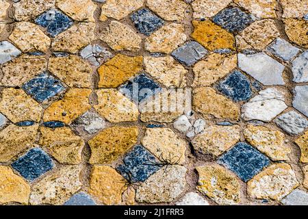 Floor tiles in the ruins of Salamis. Yeni Boğaziçi, Turkish Republic of Northern Cyprus (TRNC) Stock Photo
