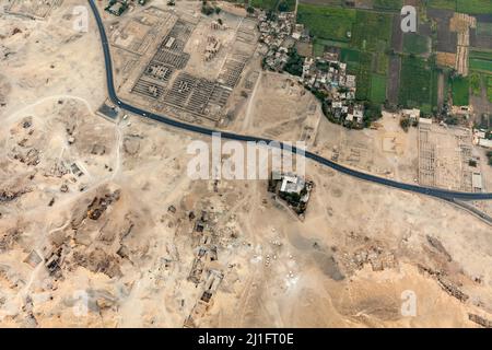 Excavations viewed from the air, Luxor Stock Photo